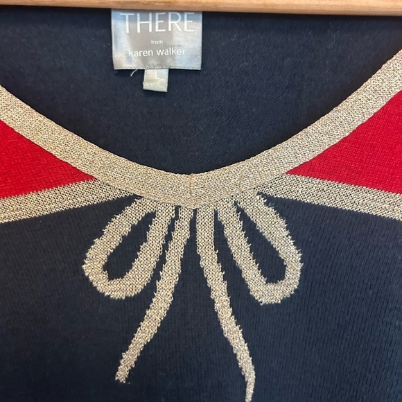Anthropologie “HI There” Karen Walker bow sweater L in good used condition - Picture 2 of 8